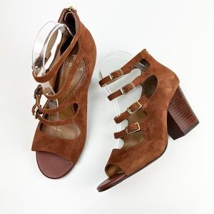Isola Vanida Brown Suede Strappy Block Heel Sandals 8.5